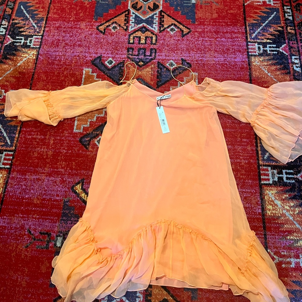 Alice + Olivia XS sheer orange/peach dress - Picture 2 of 4
